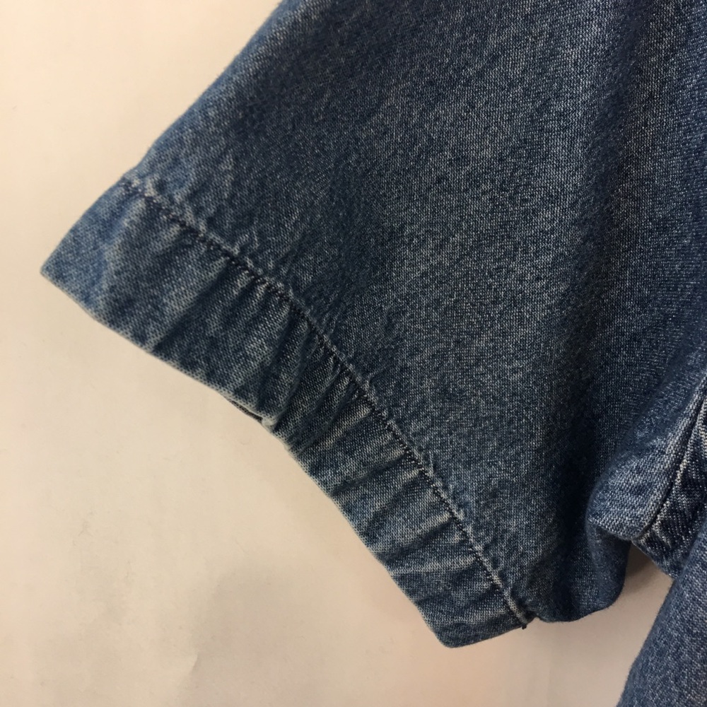 Denim & Co Top Jean Shirt Sz L Button Down Floral - Picture 3 of 6